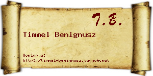 Timmel Benignusz névjegykártya